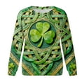 thumbnail image 4 of Aobny Shirts for Women Trendy St Patrick's Clovers T-shirts Long Sleeve Green Pullover Crew Neck Birthday Shirt,XXL, 4 of 7