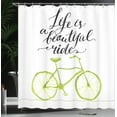 thumbnail image 4 of Ambesonne Inspirational Shower Curtain, Life is a Bike Ride, 69"Wx75"L, Green Black, 4 of 5