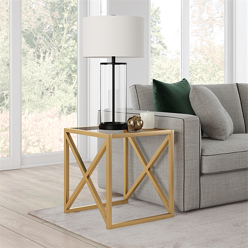 Urban End Side Table, Glass Nightstand Table with ...