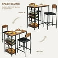 thumbnail image 4 of Bar Table Set for 2 with Footrest, Kitchen Dining Table with 2 Upholstered Chairs, Small Space Counter Height Barstools for Counter Bar, Easy to Assemble, 4 of 8