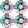 thumbnail image 2 of Shower Caps,Pioneer Flower Floral Print Pattern Waterproof Shower Cap for Women 4 Pieces,Double Reusable Hair Cover for Shower PEVA Elastic Stretch Hem, 2 of 7