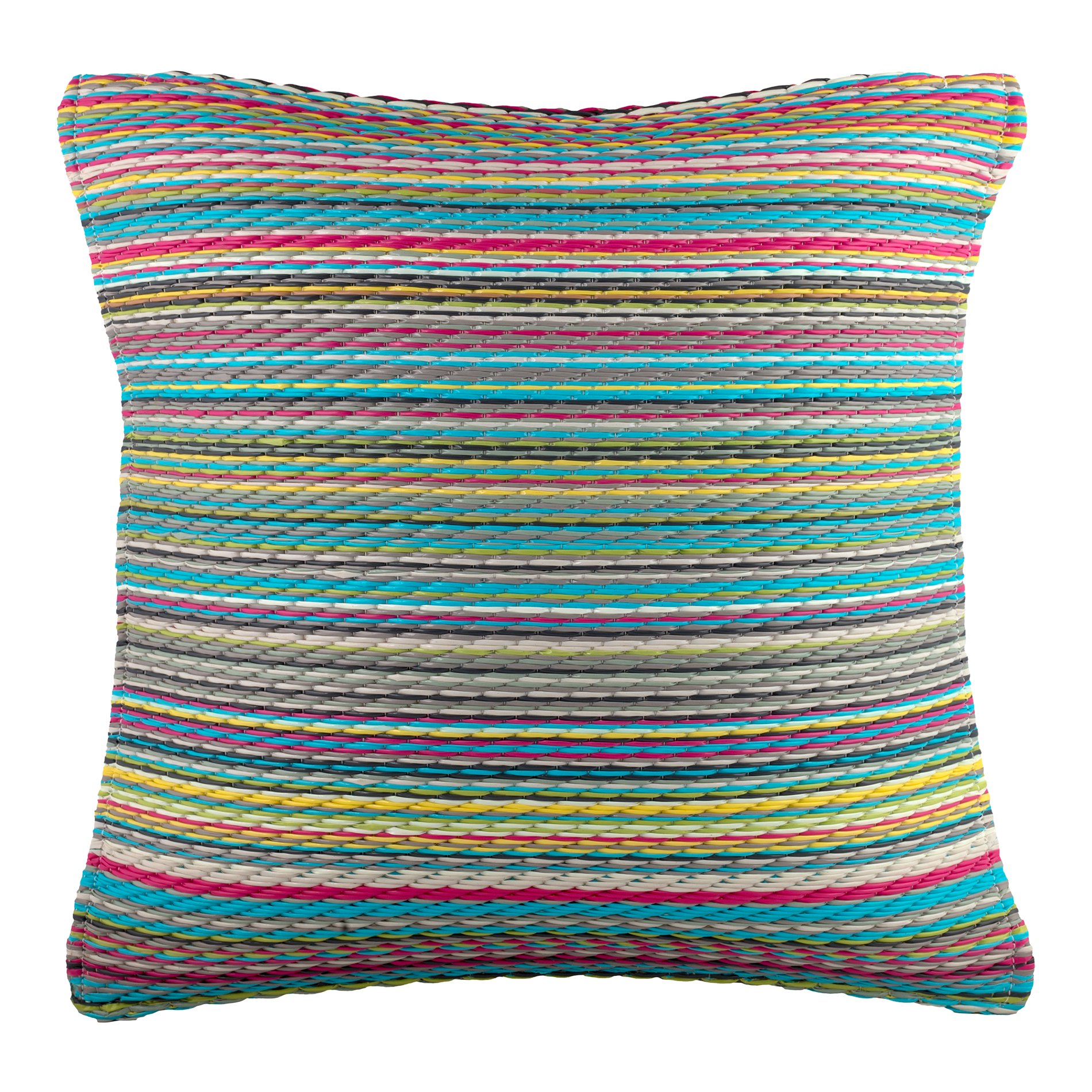 Fab Habitat Outdoor Premium Recycled Plastic Pillow - Waterproof, Fade Resistant - Striped - Patio, Porch, Deck, Balcony - Cancun - Candy - 20" x 20"
