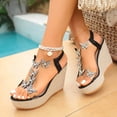 thumbnail image 4 of Long Skirts for Women Plus Size Fashionable Rhinestone Summer Sandals with Sponge Cake Thick Sole Versatile Wedge and Beach, 4 of 9