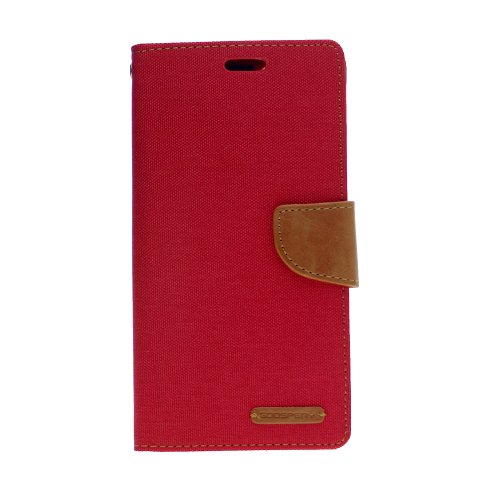 TopSave Goospery CANVAS Card Slot w/Magnetic Clip Denim Cloth Folio Wallet Flip iPhone 13 Pro Max (6.7), Red