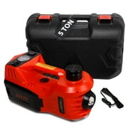 Electric Car Jack ROGTZ 5 Ton Hydraulic Car Jack with Tire Imflator Pump for Tire Change 12V Electric Car Floor Jack with LED Light for SUV and Sedan