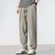 thumbnail image 3 of Pantalones casuales rectos para hombre, pantalones harén de verano de seda fina, pantalones masculinos anchos, refrescantes, de licra, ropa fresca para hombre, pantalones holgados, oferta, largos, Y2k, 3 of 5