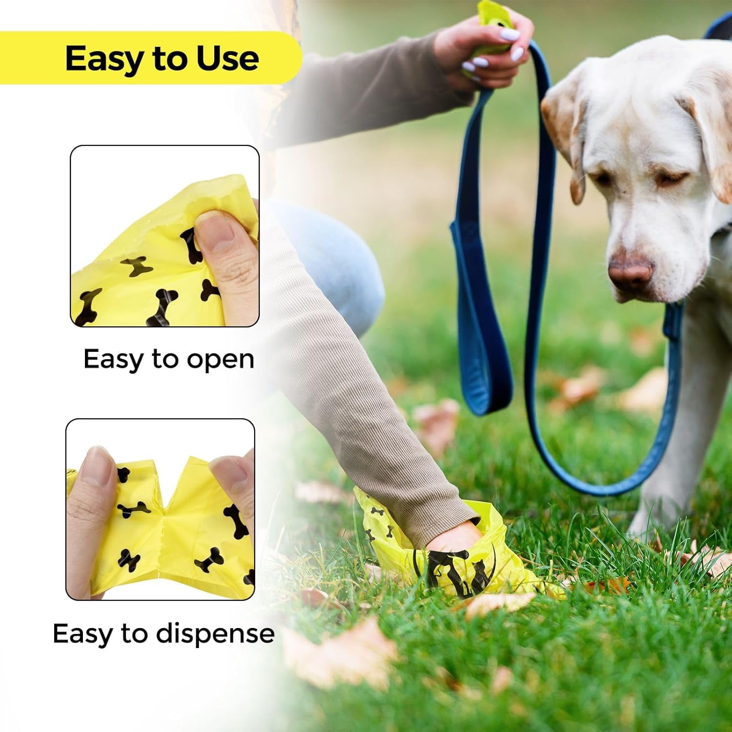 Kutiepaw Dog Poop Bags - 300 Count, Lemon-Scented Biodegradable & Compostable Waste Bags, Extra Thick & Leak-Proof for Eco-Friendly Walks