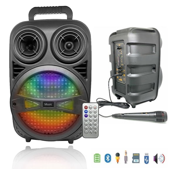 8 inch 1200W Portable Music Bluetooth Speaker Sound System FM Radio Subwoofer Party Microphone USB Remote Control