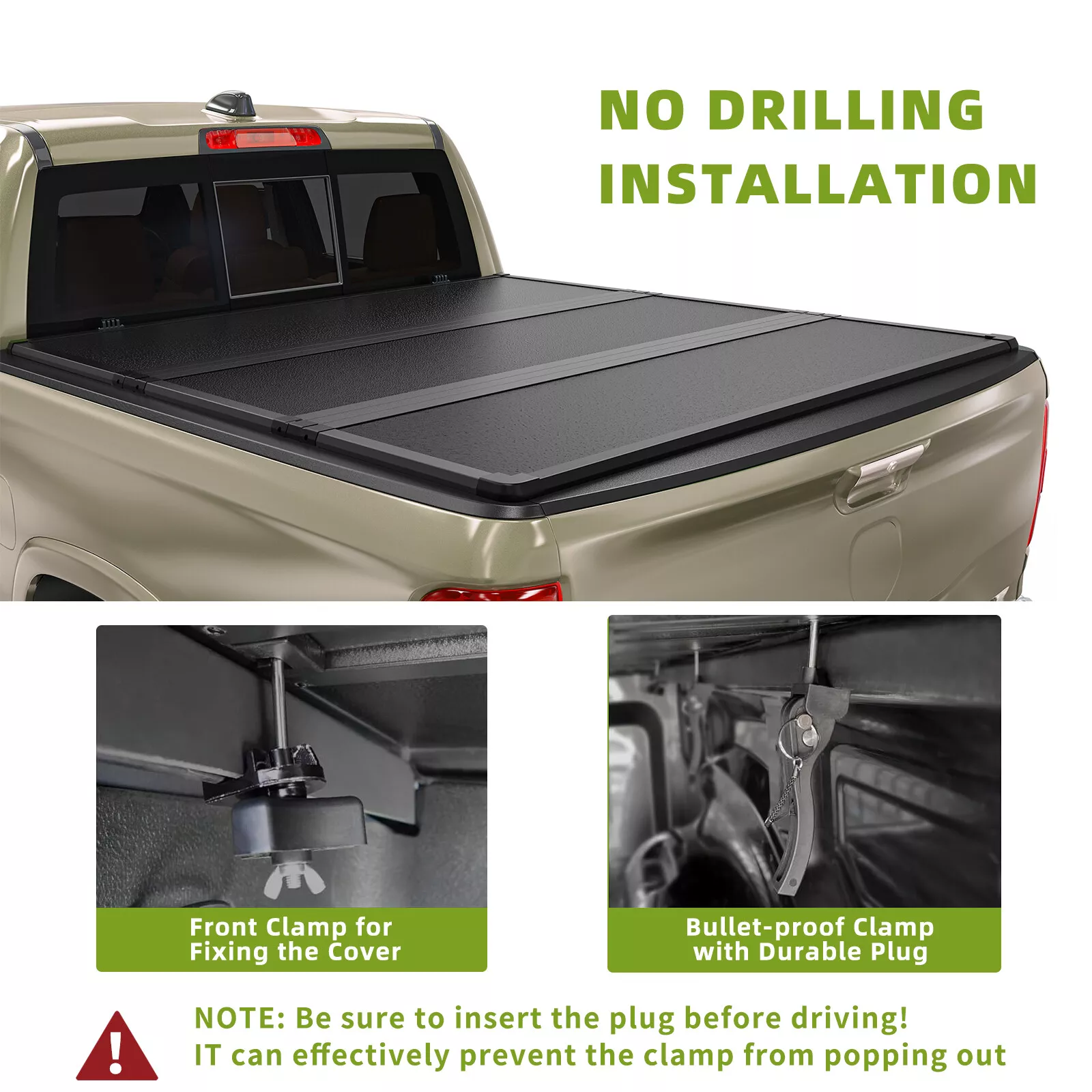 RVNI 6.9FT Hard Tri-Fold Tonneau Cover For 2020-2023 2024 Silverado/Sierra 2500 HD 3500 HD
