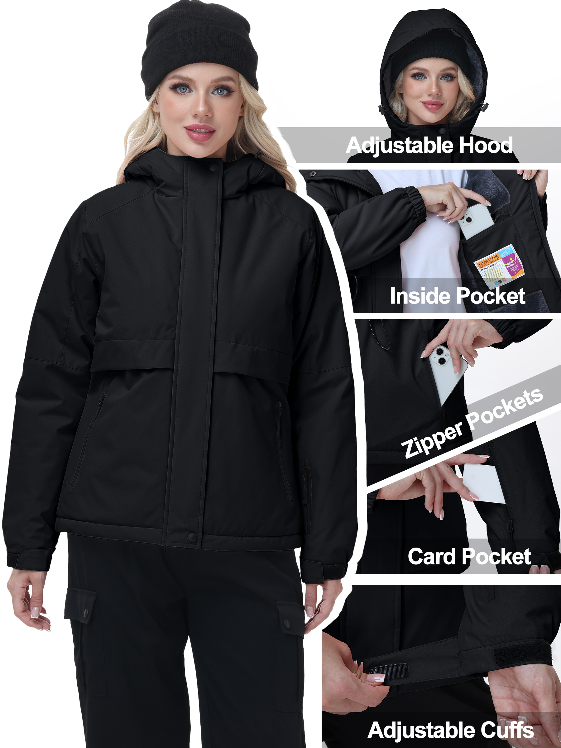 Pdbokew Women's Waterproof Winter Ski Jacket photo 2