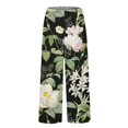 thumbnail image 4 of Women's Casual Pants Women'S Casual Boho Floral Print Stripe Cotton Linen Pants Elastic Waisted Summer Spring Beach Baggy,Green Women's Casual Pants M, 4 of 4
