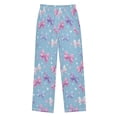 thumbnail image 2 of Kids' Pajama Pants Soft Relaxed Fit Sleep Pants Lounge Pants with Pockets Pink and Purple Bows Medium, 2 of 9
