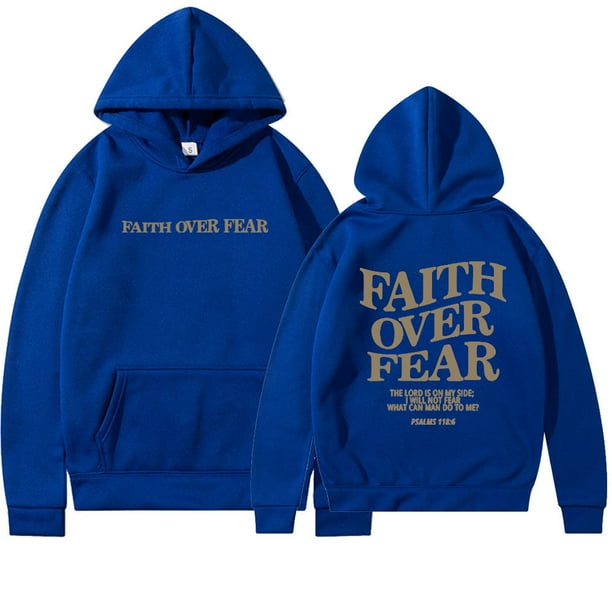 Sudadera con capucha cristiana "La fe vence el miedo", sudadera con capucha de Jesús de talla grande, ropa de calle de moda, jersey de algodón para hombres y mujeres.