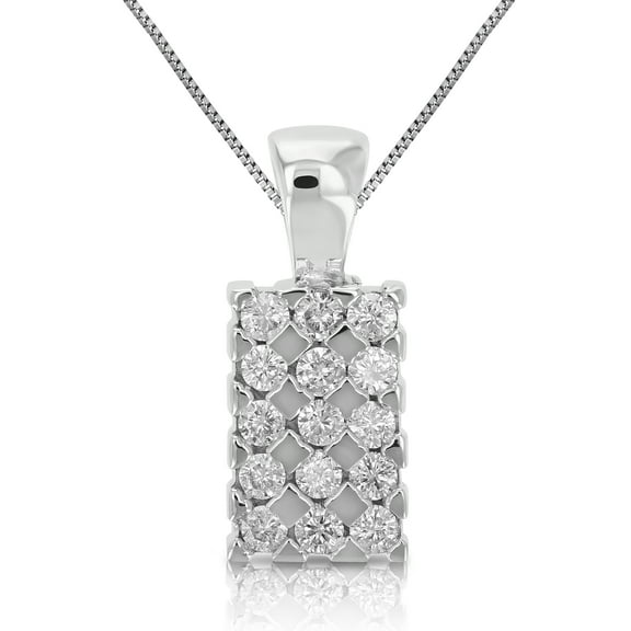 Vir Jewels 1/2 CTTW Diamond Pendant Necklace Women in 14K White Gold Cluster Emerald 3/4 Inch