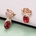 thumbnail image 5 of Yoursfs Red Clip on Earrings for Women Wedding Birdal Gold Plated Non Pierced Ears Oval Cubic Zirconia Dangle Earrings, 5 of 5