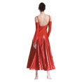 thumbnail image 2 of Lejafay Women Rhinestones Ballroom Dance Dress Long Sleeve Waltz Tango Modern Dance Dress Standard Red S, 2 of 7