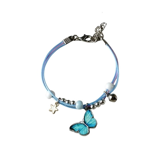 Giaone Stylish Alloy Butterfly Beaded Anklet Bracelet Colorful Rope for All Ages