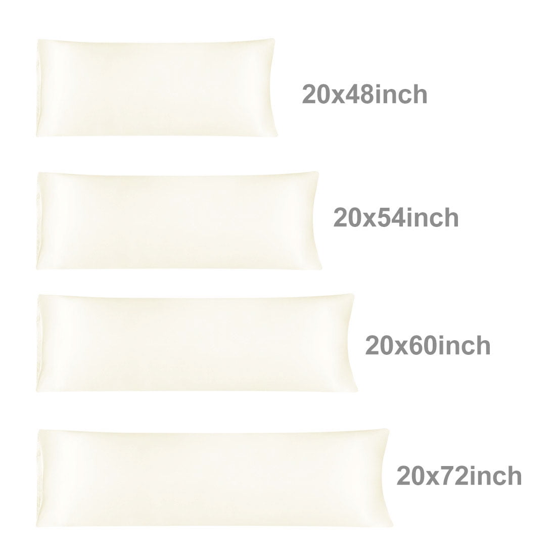 Unique Bargains Luxury Silky Satin Body Pillow Case Cream 20" x 48"