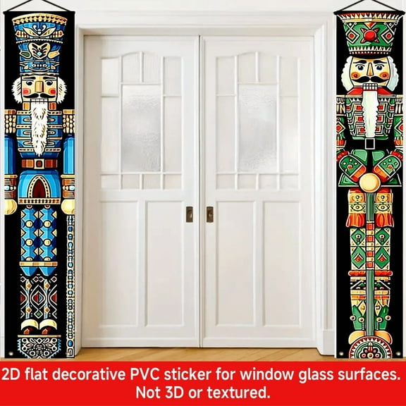 2pcs, 2D Flat/ Flat art decorative banner decoration, warm and happy design patterns, universal daily wall decoration, elegant daily front door decoration, party banner, decorative flag, home kitchen