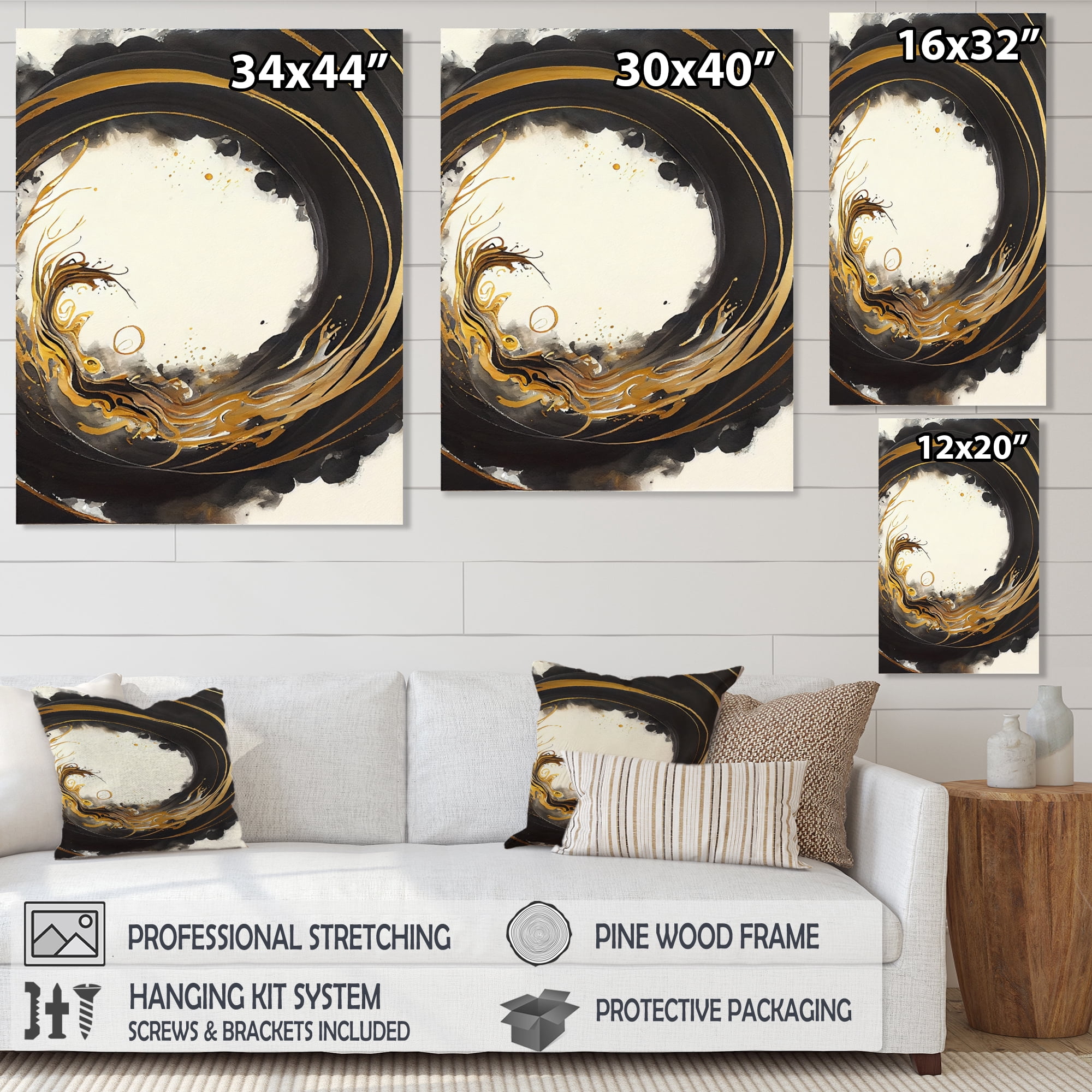 Designart Gold Glamour Wave III Canvas Wall Art