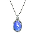 thumbnail image 1 of Skiing Ski Lift Symbol in Snow Antiqued Oval Charm Pendant with Chain, 1 of 4