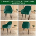 thumbnail image 2 of Set of 1 Solid Curved Back Chair Cover, Stretch Velvet Dining Chair Covers, Vanity Chair Cover, Swivel Armrest Accent Chair Covers,for Home Decor (Dark Green), 2 of 7