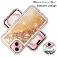 thumbnail image 6 of Compatible with iPhone 15 6.1 inch Phone Case Tempered Glass Screen Protector Bling Liquid Glitter Clear Hybrid Shockproof TPU Military Grade Protective Heavy Duty Cell Cover for i Phone15 Women Gold, 6 of 6