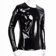 thumbnail image 4 of Men Sexy Leather T-Shirt, Plus Size S-7XL, Glossy PVC Leather, Shiny Latex Long Sleeve Coat for Male, 4 of 6