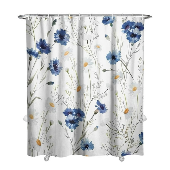 Waterproof Daisy Shower Curtain 72x84 Inch Colorful Floral Polyester Unique Shower Curtain for Bathroom Hotel Home Decor with 12 Plastic Hooks