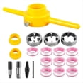 thumbnail image 1 of Herramienta para Hacer Roscas de PVC, Kit de Herramientas Plomería para Enhebrar Tuberías, Juego de Machos y Matrices NPT con 3 Troqueles de 1/2 Pulgada, 3/4 Pulgadas y 1 Pulgada, 1 of 5