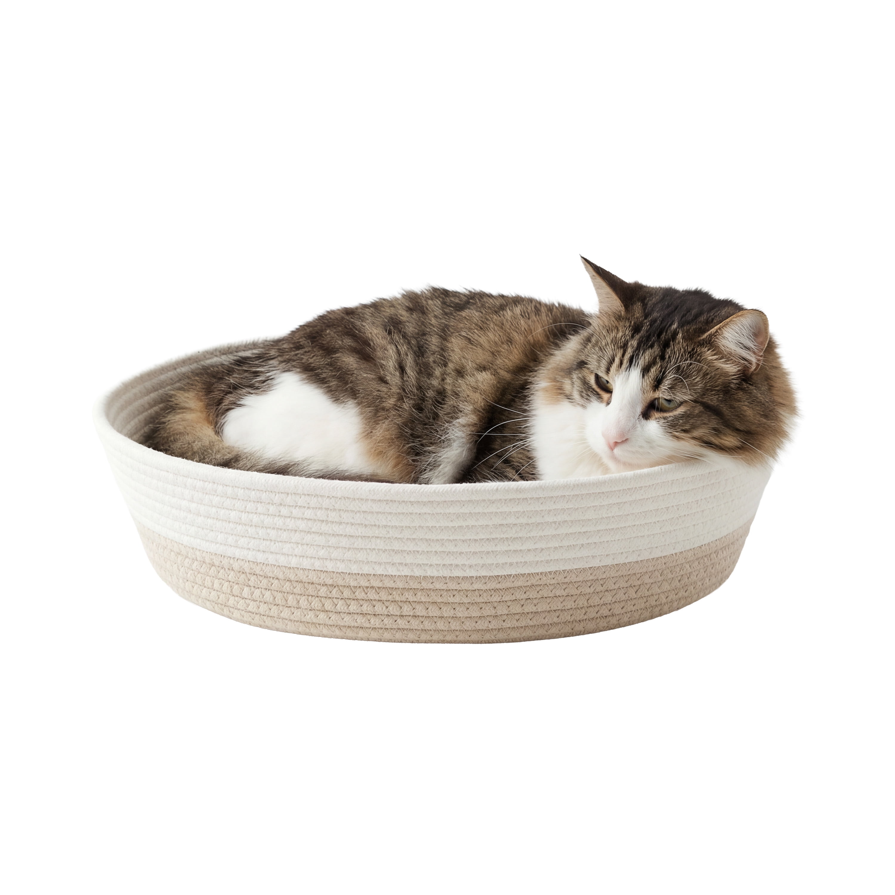 Kitty City Woven Cat Bed, Polyester and Cotton Rope Bed with Washable Cushion, Tan, One Size