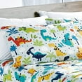thumbnail image 2 of Chezmoi Collection 4-Piece Kids/Teens Dinosaur Sheet Set - Soft Microfiber Baby Blue Multi-Color Printed Dinosaurs Fun Kids Sheets, Full Size, 2 of 9