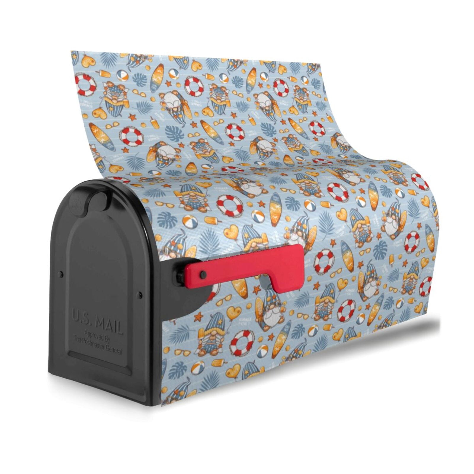 Logiee Summer Time With Gnome Print Post Letter Box Wrap Decor, Mailbox Cover Suitable for Standard Mailbox and Large Size Mailbox,Outdoor Yard Decoration-21x18 in