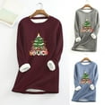 thumbnail image 4 of MaFYtyTPR Christmas Tops Christmas Print Women Fashion Thick Fleece Sweatshirt Velvet Warm Round Neck Underwear Top, 4 of 4