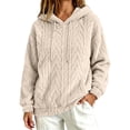 thumbnail image 3 of Zysthvn Casual Hoodies for Women Drawstring Pullover Fall Fleece Women's Sweatshirts Lightweight Loose Fit with Pockets Long Sleeve Solid Tops, 3 of 10