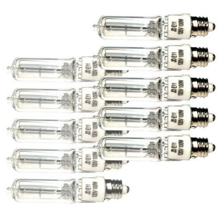 eTopLighting (10) Bulbs, 120V 100W Halogen Replacement Bulb, E11 Base, 120V 100W, Mini Candelabra