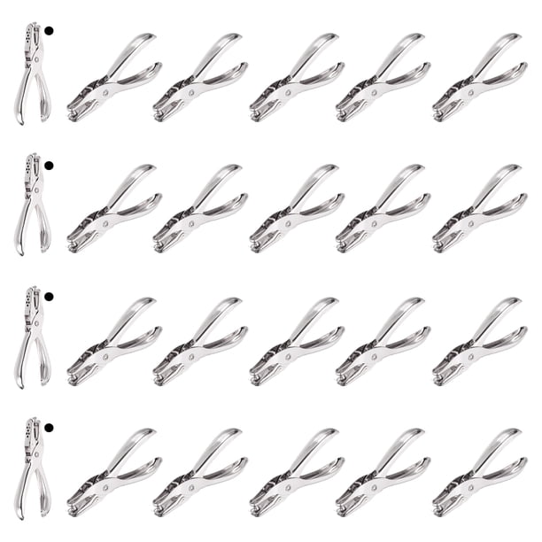 Uxcell Perforadora de Agujero de 1/8", Paquete de 24 Perforadora de Papel de Mano de Metal para Etiquetas, Manualidades, Álbum de Recortes, Ticket, Plateado