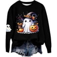 thumbnail image 4 of Tfken Girls Halloween Sweatshirt Ghost Pumpkin Graphic Print Pullover Crew Neck Long Sleeve Fall Winter Soft Comfortable Casual Wear Festival Party Tops Size,3-10 Years Black, 4 of 4