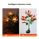 thumbnail image 3 of Luces de estaca de flores solares Luces de llama falsa LED para exteriores | Decoración de jardín de plástico impermeable | Iluminación de paisaje con energía solar para el camino del patio | Rojo |, 3 of 7