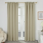 Deconovo Bedroom Blackout Curtains Rod Pocket Light Blocking Window Curtains for Living Room 52 x 72 inch Beige 2 Pieces