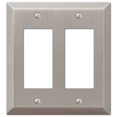 Double Gfci Solid Brass - Double GFCI Rocker 2-Gang Decora Wall Switch Plate, Brushed Nickel