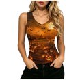 thumbnail image 2 of SELONE Sleeveless Shirts for Women Halloween V Neck Sleeveless T Shirts Stretch Pumpkin Shirts Weekend Outfits Orange, 2 of 7