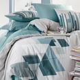 thumbnail image 2 of SUSSEXHOME Light Gray Cubes Cotton Duvet Cover Set Teal, Full Size Duvet Cover, 1 Duvet Cover, 1 Fitted Sheet and 2 Pillowcases, Iron Safe, Hypoallergenic, Breathable , Machine Washable, 2 of 7