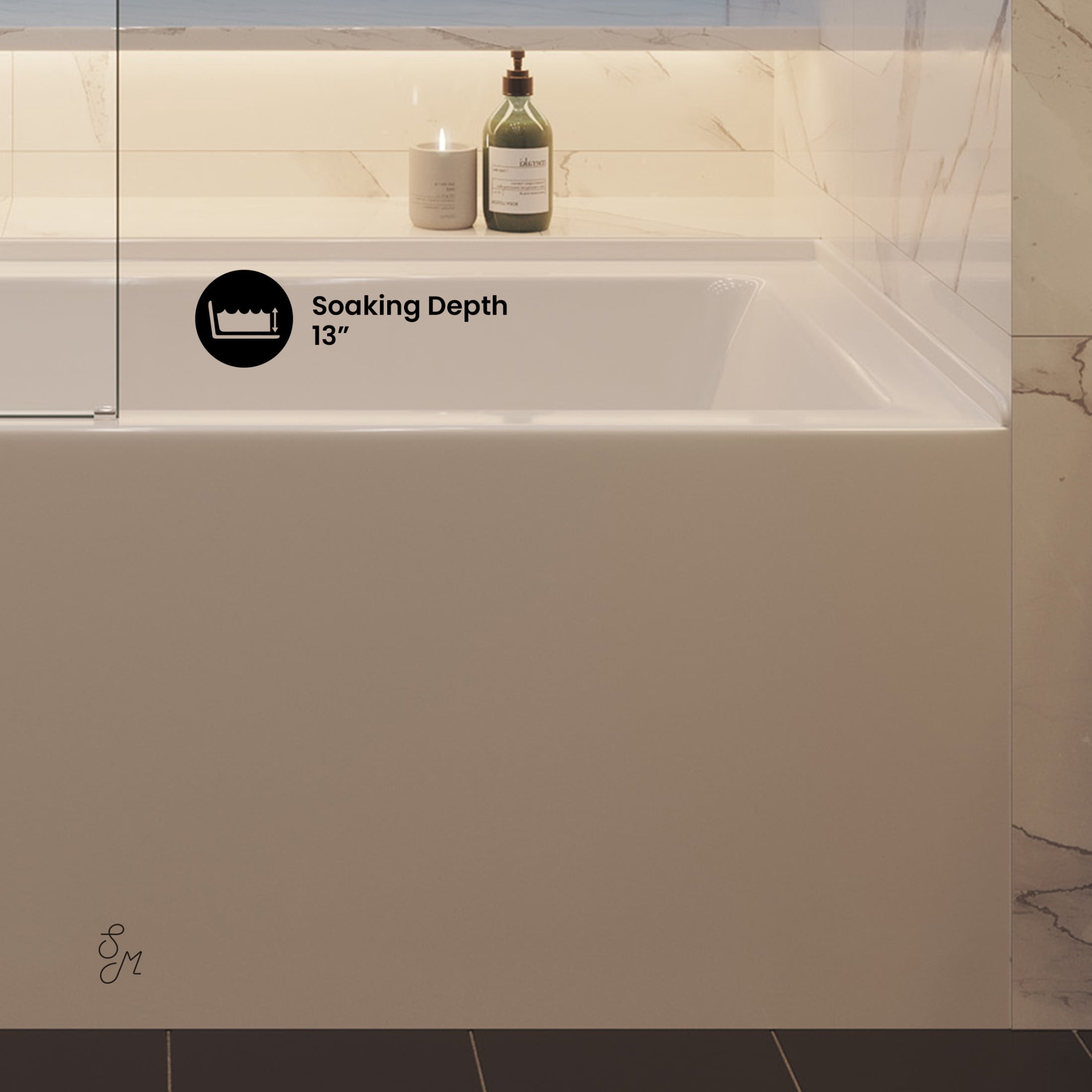 Voltaire 60 x 30 Skirted Left Drain Soaking Alcove Bathtub in Glossy White