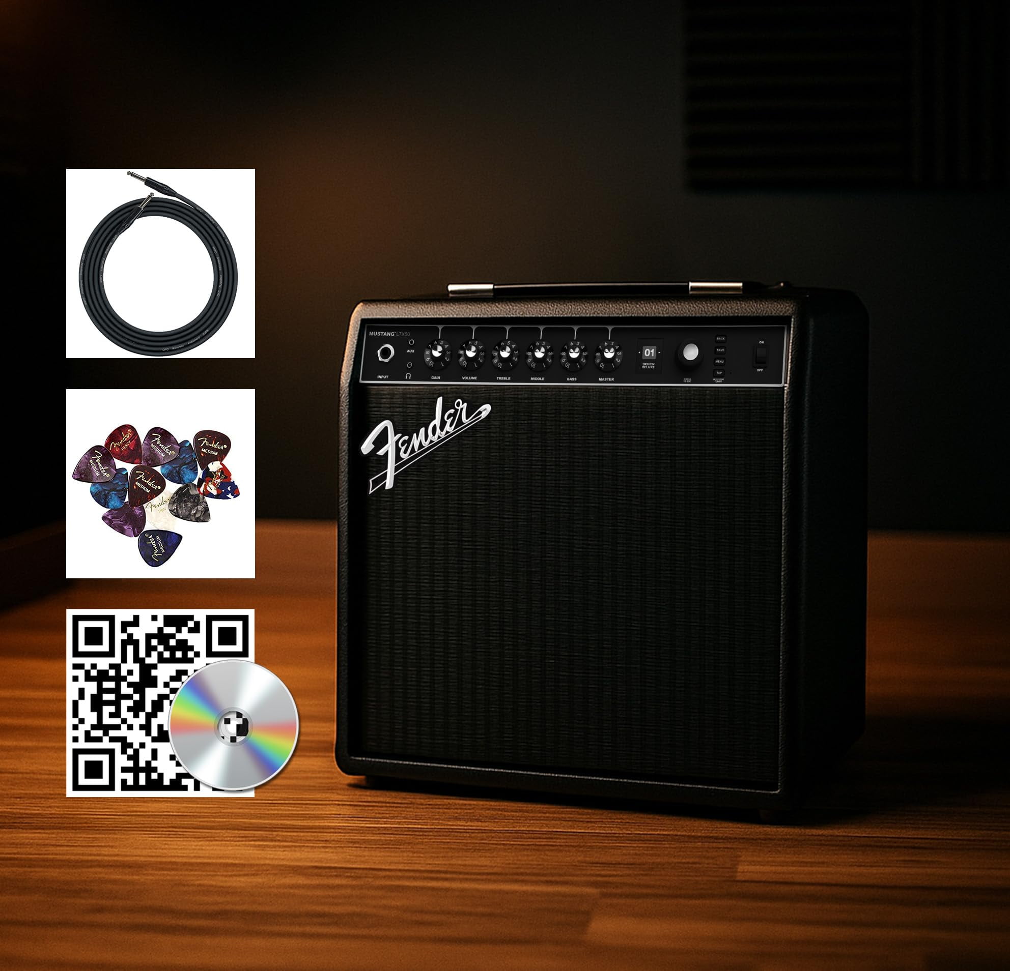 Fender Mustang LTX100 Guitar Combo Amplifier - Black w/ Instrument Cable