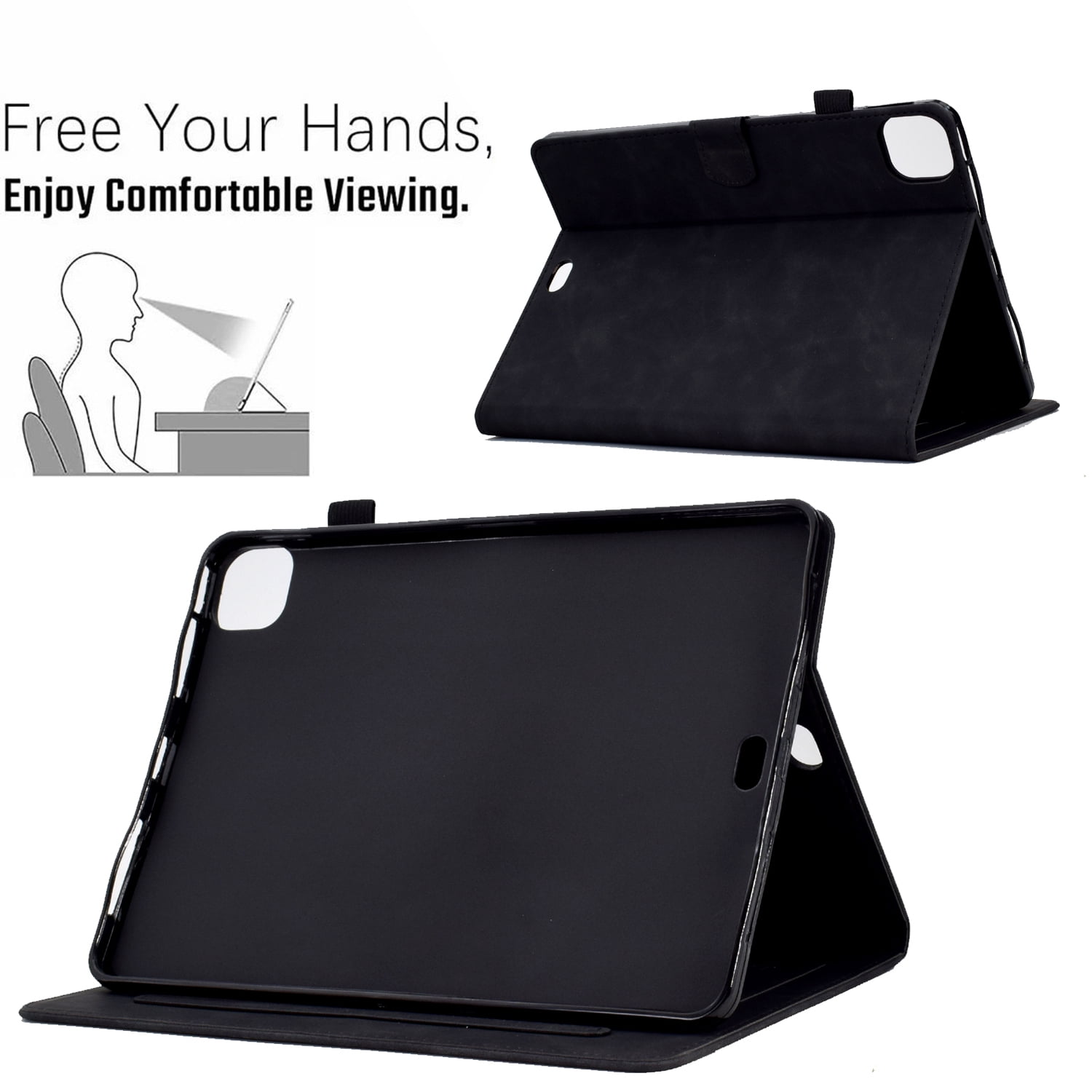 Allytechgroup iPad Pro 11 2024 M4 Case Cover, Eiffel Tower Butterfly Embossed Stylish Bumper Auto Sleep Wake Protective Kickstand Slim Fit Pencil Holder Case for Apple iPad 11 Inch Pro 2024, Black