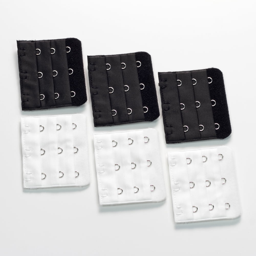 6pack of Threehook Bra Extenders 3 black + 3 white