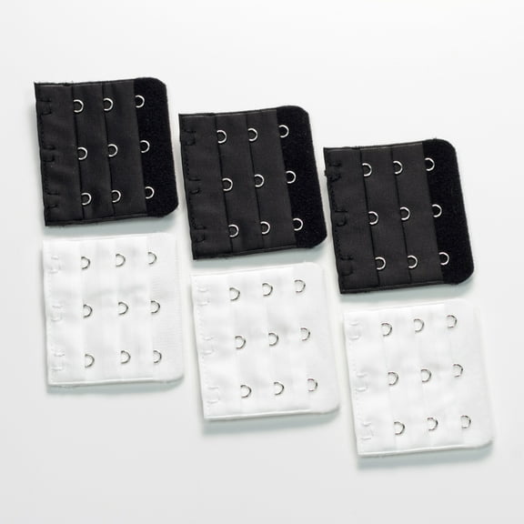 6-pack of Three-hook Bra Extenders - 3 black   3 white