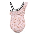 thumbnail image 5 of Uorisanigo Girls Swimsuit One Piece Cute Pig Swimwear Bathing Suit Ruffle One Shoulder Summer Vacation Beach Swimming Suit, Size 3-4, 5 of 7