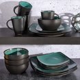 thumbnail image 3 of Gibson Elite Soho Lounge Square 16 Piece Stoneware Dinnerware Set, Teal/Black, 3 of 6